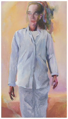 As I descended into impassible waters I no longer felt guided by the ferrymen - Johannes Kahrs - untitled (man in orange landscape)