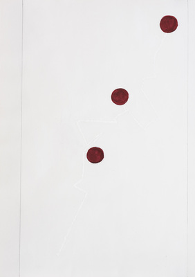 Works on Paper I - Three Steel Sculptures and Salt in Corridor from Above