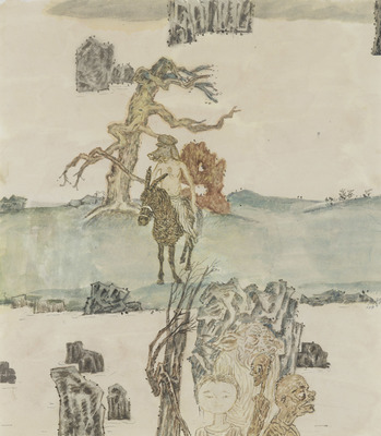 Great news comes from the collective farm - Yun-Fei Ji - Pighead Riding a Donkey