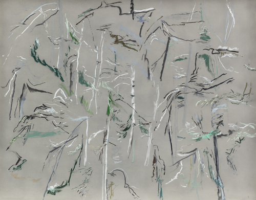 Susan Hartnett - April 3, 1992 Light snow at dawn - birches